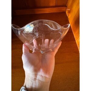 Glass candy bowl clear wavy jellyfish trinket dish with feet curved flowy edge